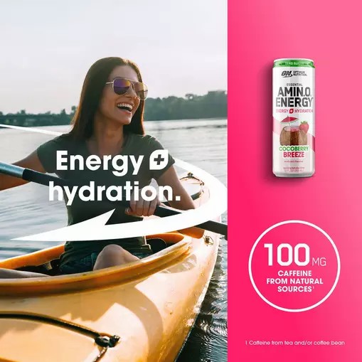 Optimum Nutrition ESSENTIAL AMIN.O. ENERGY+ Electrolytes Sparkling *new* Cocoberry Breeze 355ml * 12 Cans (12 Servings) Sverige | 306KIHLDE