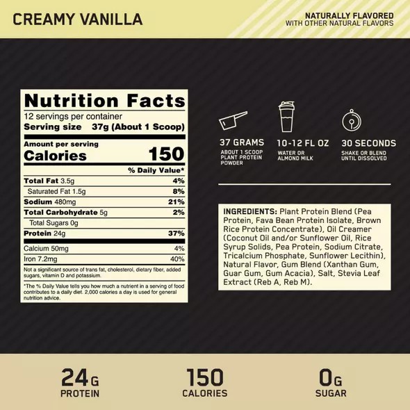 Optimum Nutrition GOLD STANDARD® 100% Plant Creamy Vanilla 1.63 lb - Notify me Sverige | 493HAMCBN
